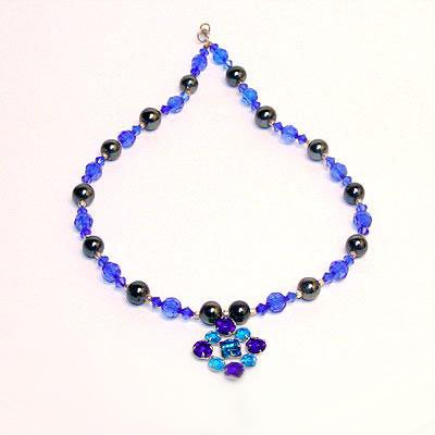 FNP0018  Колье металл, стеклярус, L=27см