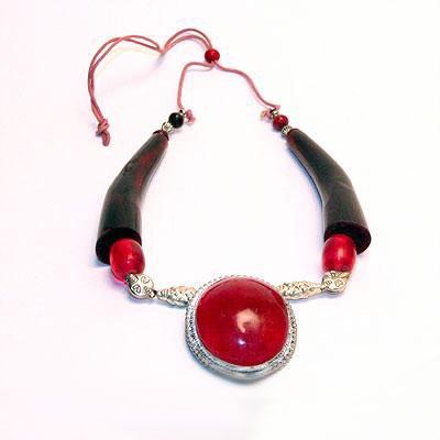 FNR0019  Колье металл, пластик, L=24см