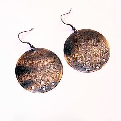 FRM0109 Серьги латунь темные, h=6см