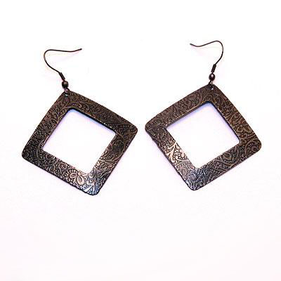 FRM0112 Серьги латунь темные , h=6см