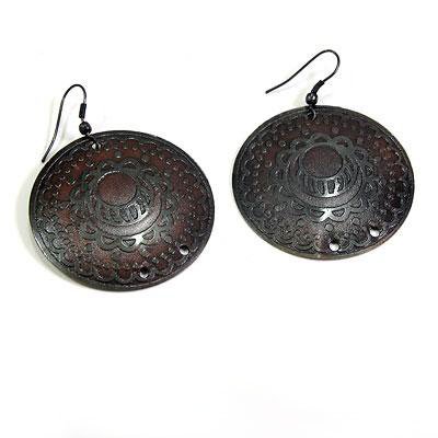 FRM0113 Серьги латунь темные, h=6см