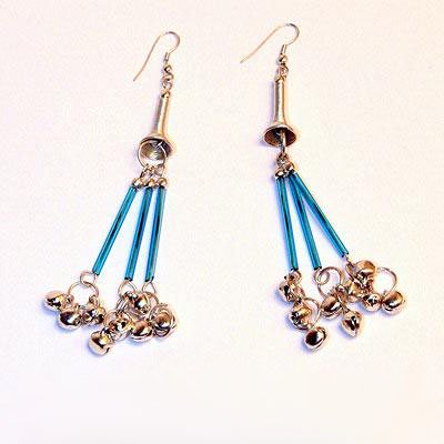 FRM0150 Серьги бел. металл, стеклярус, h=11cм