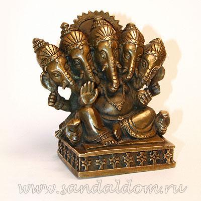 Ганеш FX11 пятиголовый h~12cm L~8cm бронза