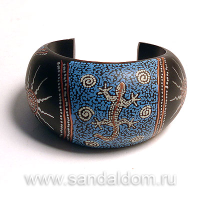 Браслет GK1HL44 деревянный чёрн.расписной 