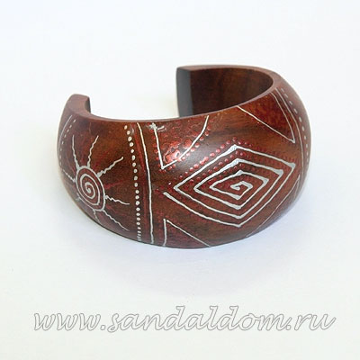 Браслет GK1L08 деревянный корич., расписной