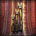 IECAT001 Набор 3 расписных кошки  С ПОЗОЛОТОЙ h-100, 80, 60cm Индонезия