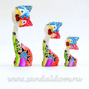IECAT39022 Набор 3 цвт h-20, 15, 10cm кошки РОСПИСЬ  Индонезия