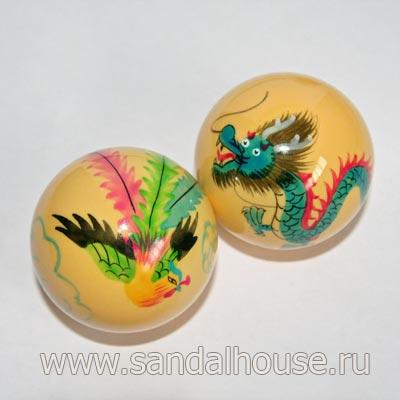 J0006-07 - Шары Здоровья поющие d=50mm Дракон и Феникс ручная роспись
