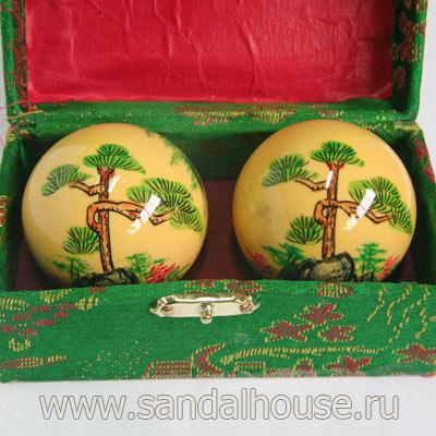 J0006-08 - Шары Здоровья поющие d=50mm Сосна ручная роспись