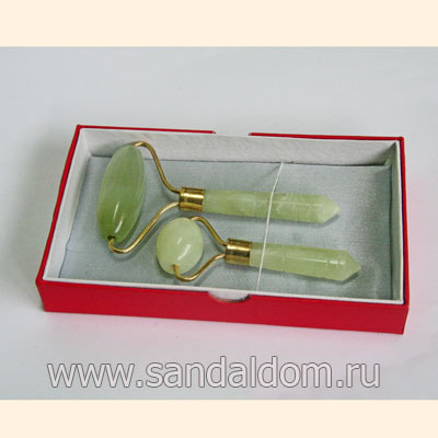 Массажёр для лица JJ0055 нефрит. 2шт. в коробке