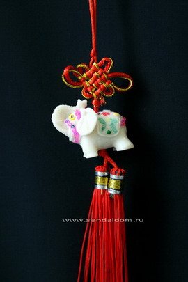 Подвеска Узел удачи белый слоник