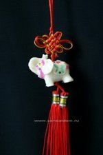 Подвеска Узел удачи белый слоник