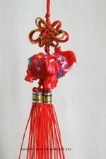 Подвеска Узел удачи красный слоник