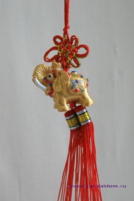 Подвеска Узел удачи желтый слоник