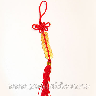 Китайские Монеты d~1sm 6шт на шнуре 