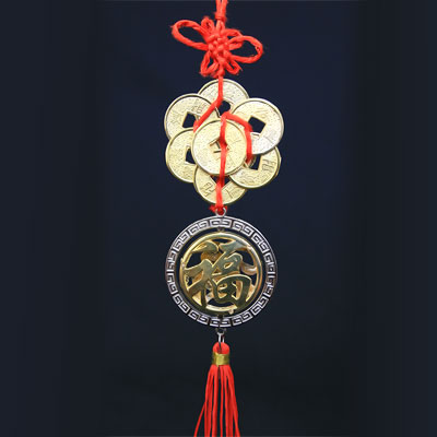 Подвеска иероглиф в рамке+ 8 золотых монет