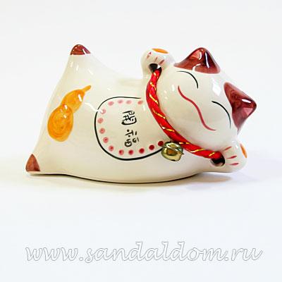 Манеки Неко MANK212-1 Кошка  h=9см L=16см КОПИЛКА 