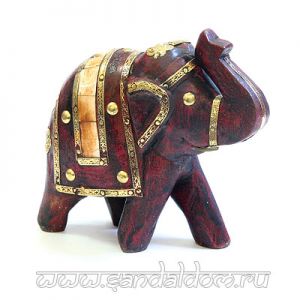 MR3801-4 Слон дерево, отделка латунь, кость  h~11 статуэтка
