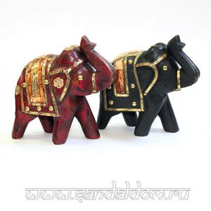 MR3801-5 Слон дерево, отделка латунь, кость  h~13 статуэтка