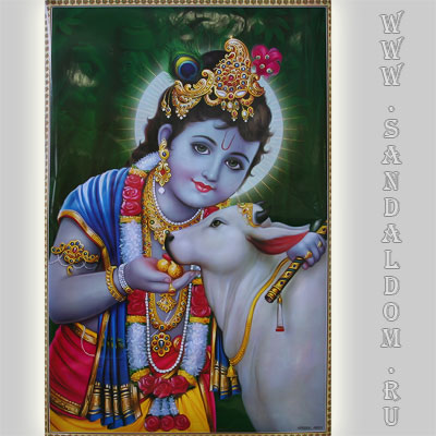 Постер 49*57см КРИШНА С КОРОВОЙ POST014