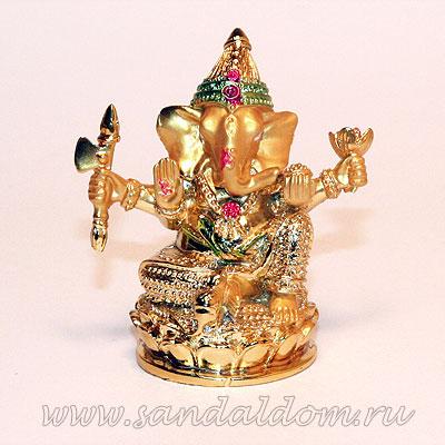 Ганеш Q0182 золотой h=9,5см полистоун (мин 2 шт)