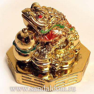 Жаба на монетах Q0235 под золото h-4,5cm (мин 2шт)