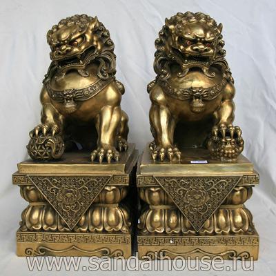 Китайские Львы QT20186 защита дома h=47см цена за пару бронза