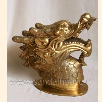 Дракон QT20255 голова h=33см бронза
