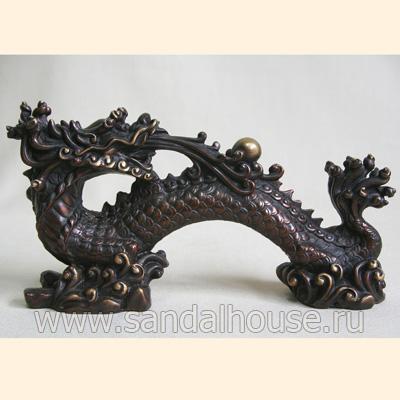 Дракон QT20269MR с жемчужиной h~33cm бронза