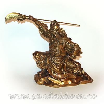 Бог богатства QT30309 Гуань Юй с алебардой h-27см бронза