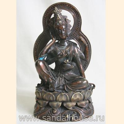Гуань Инь QT30337H богиня милосердия на лотосе h~26cm бронза