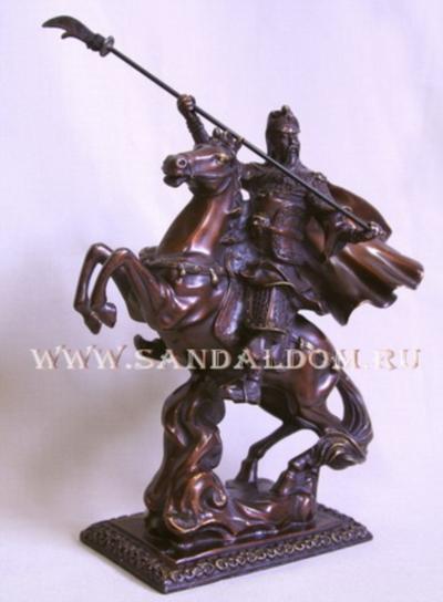 Бог богатства QT30450MR Гуань Юй  h~19cm темный с золотом бронза