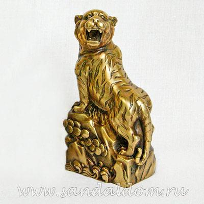 Тигр QTT188 на скале h~8cm L~23cm бронза