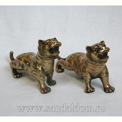Тигры QTT348 пара h~9cm L~17cm (шт=пара) бронза