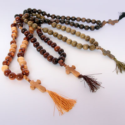 Четки из дерева с крестом, 33 бусины, 15мм L=30см