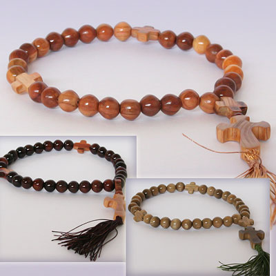 Четки из дерева с крестом, 33 бусины, 10мм L=26см