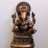 Ганеш на постаменте с барельефами,  h=88см L=50см, легкий сплав, Индия 