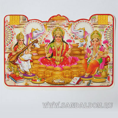 Наклейка 21*16см ЛАКШМИ ГАНЕШ САРАСВАТИ STIC48438