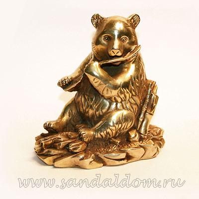 Панда TD68 Медвежонок  h~16sm бронза