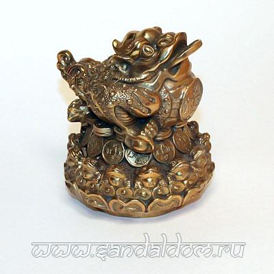 Лягушка Царевна TS69 на деньгах 13*11 см бронза