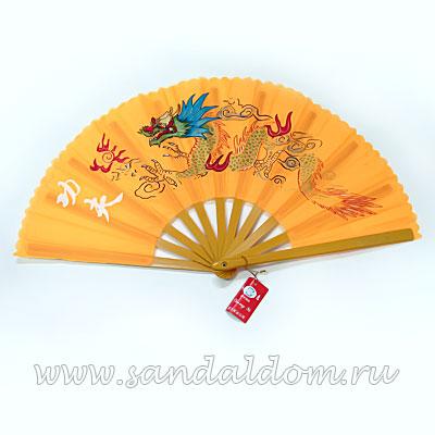 Веер кунг-фу ЖЕЛТЫЙ 35см