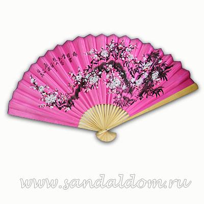 Опахало Розовое САКУРА атласное атласное 90см