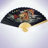 Опахало ДРАКОН, черное, светлая основа, 90 см