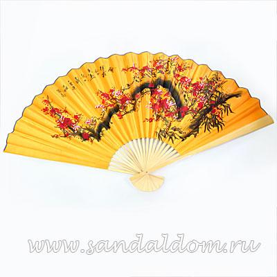 Опахало Светло-желтое САКУРА атласное 90см