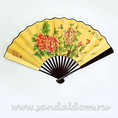 Веер ПИОНЫ С БАБОЧКОЙ 45см