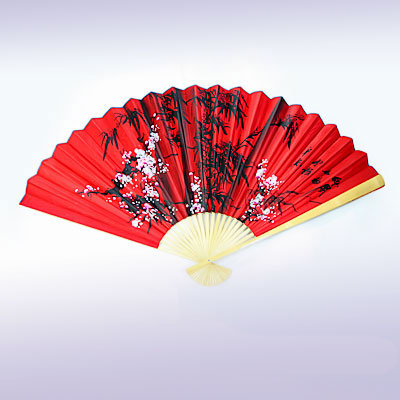 Опахало Красное САКУРА-БАМБУК атласное 90см купить