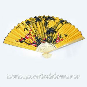 GIFT Опахало Желтое САКУРА-БАМБУК атласное 90см