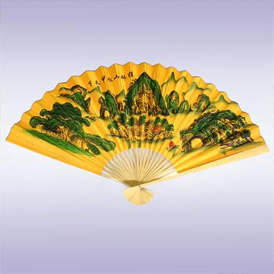 Опахало настенное ГОРА СЧАСТЬЯ Желтое атласное 90см купить