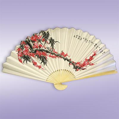 GIFT Опахало VVC281 Сакура на белом атласе 90см