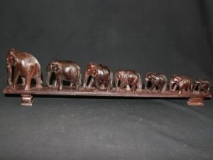 Фигуpа 7мь слонов W677 /розовое дерево/ h=55см L=16см